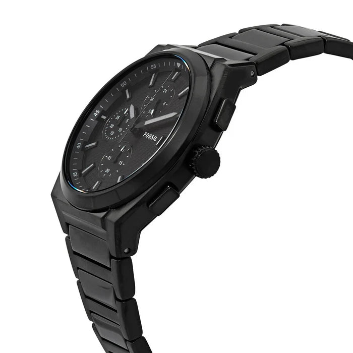 Men's Fossil Everett Chronograph Black Stainless Steel Watch- FS5797